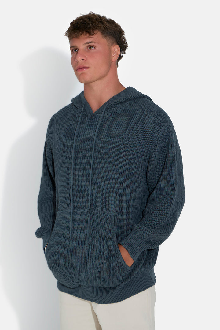 Perry Ribbed Hoodie Dark Jade