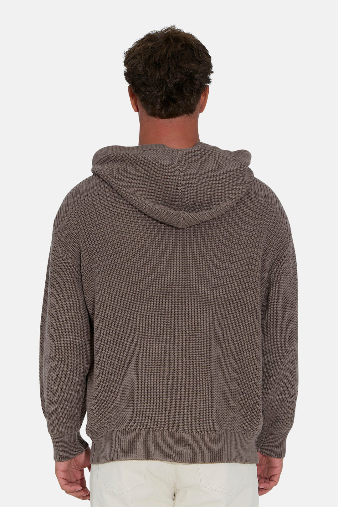 Perry Ribbed Hoodie Taupe