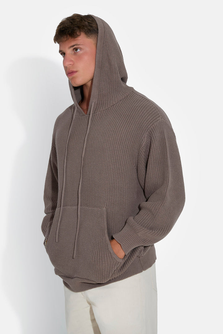 Perry Ribbed Hoodie Taupe