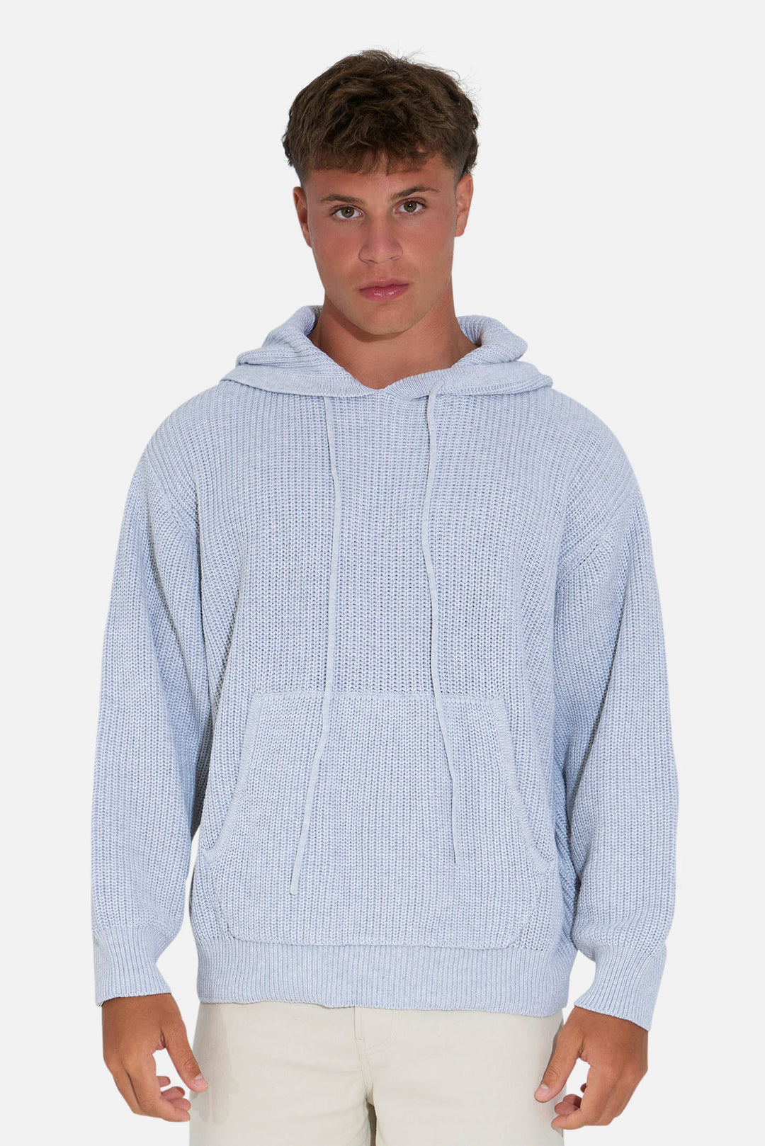 Perry Ribbed Hoodie Heather Silver