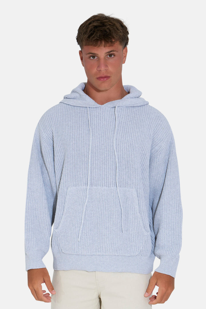 Perry Ribbed Hoodie Heather Silver