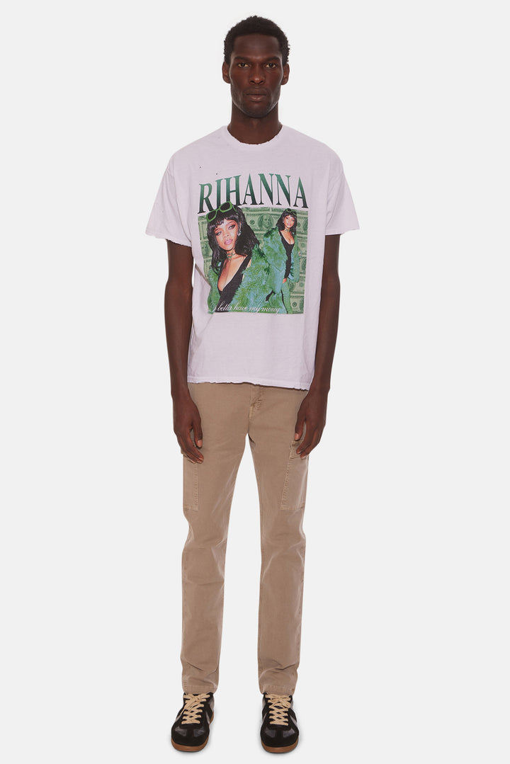 Distressed Rihanna Money Tee White