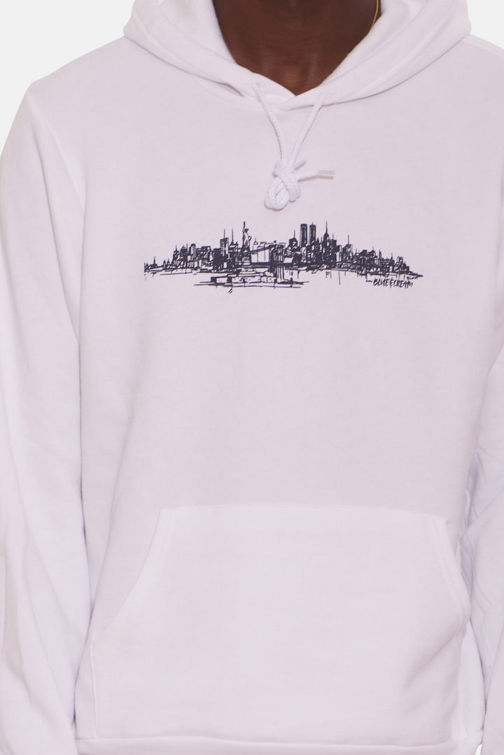 NYC Skyline Hoodie White