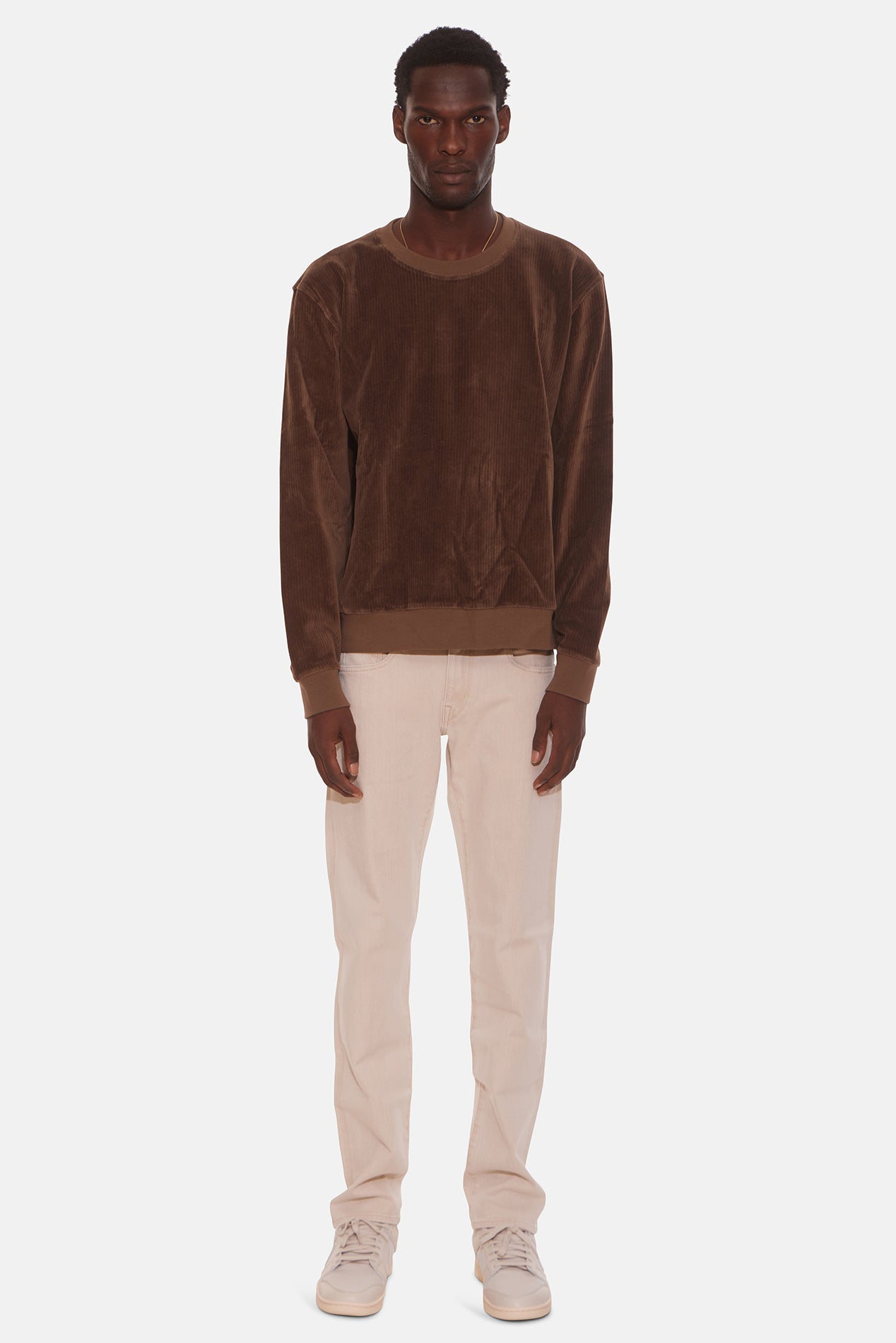 Soft Corduroy Crewneck Brown – blueandcream