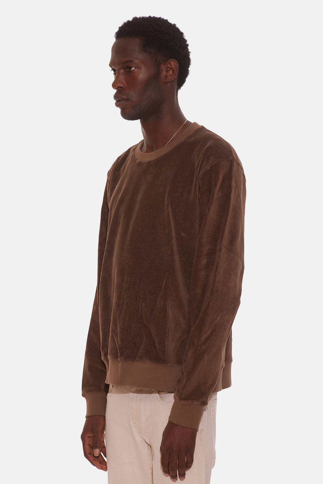 Soft Corduroy Crewneck Brown