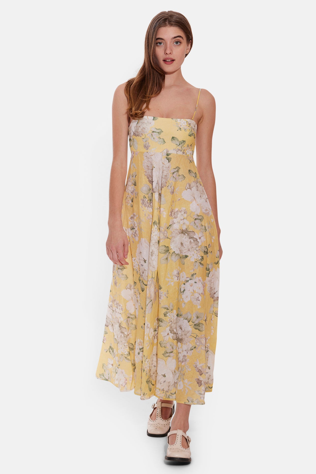 Zimmermann Acacia Bandeau Midi Dress Yellow Floral – blueandcream