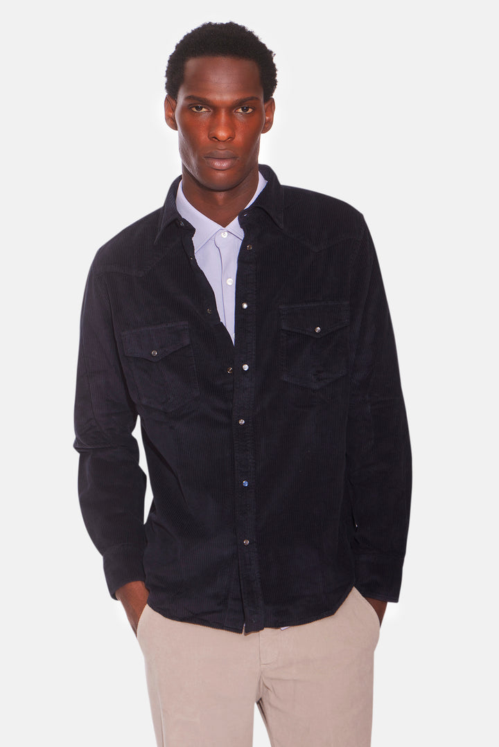 Western Cord Shirt Navy