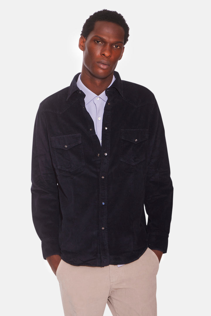 Western Cord Shirt Navy