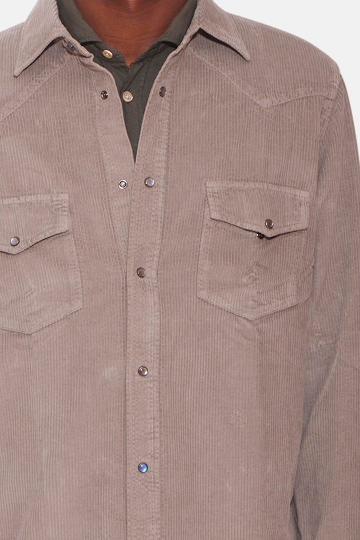 Western Cord Shirt Elephant Grey