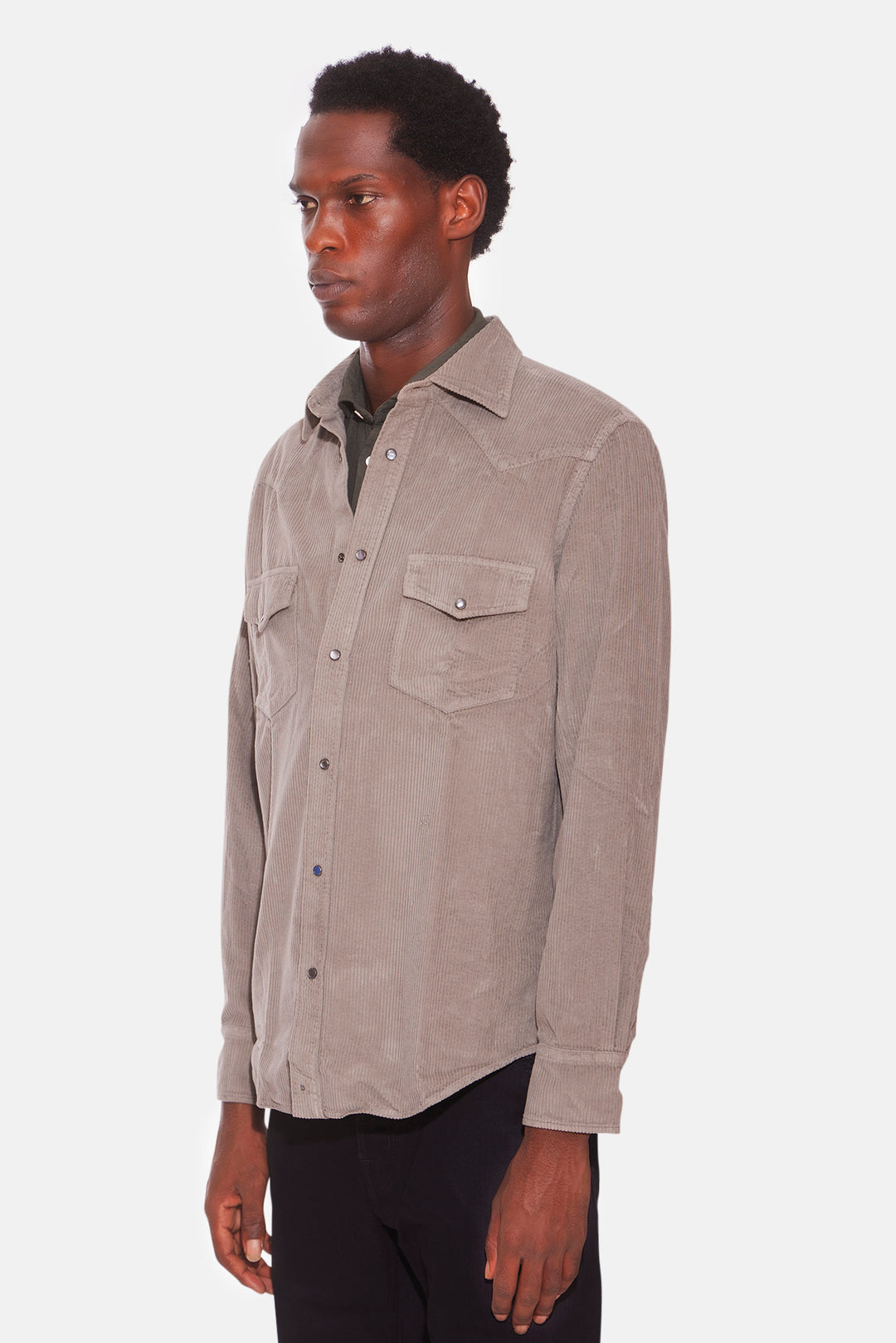 Western Cord Shirt Elephant Grey