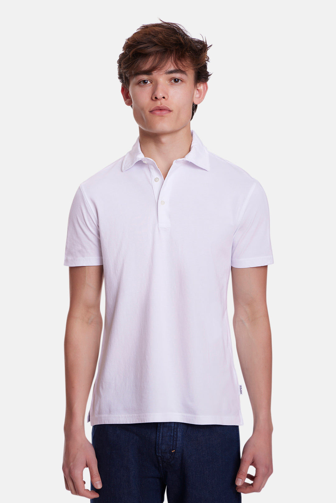 Plain Cotton Jersey Polo White