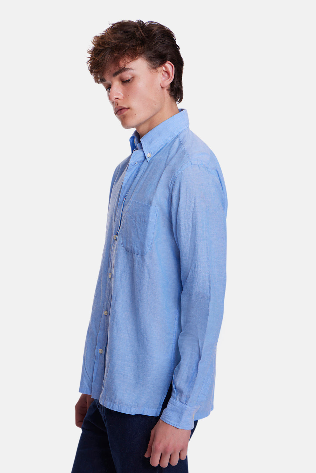Chambray Button Down Shirt Blue