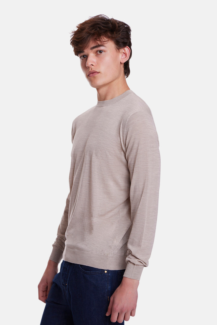 Super 180's Crewneck Beige