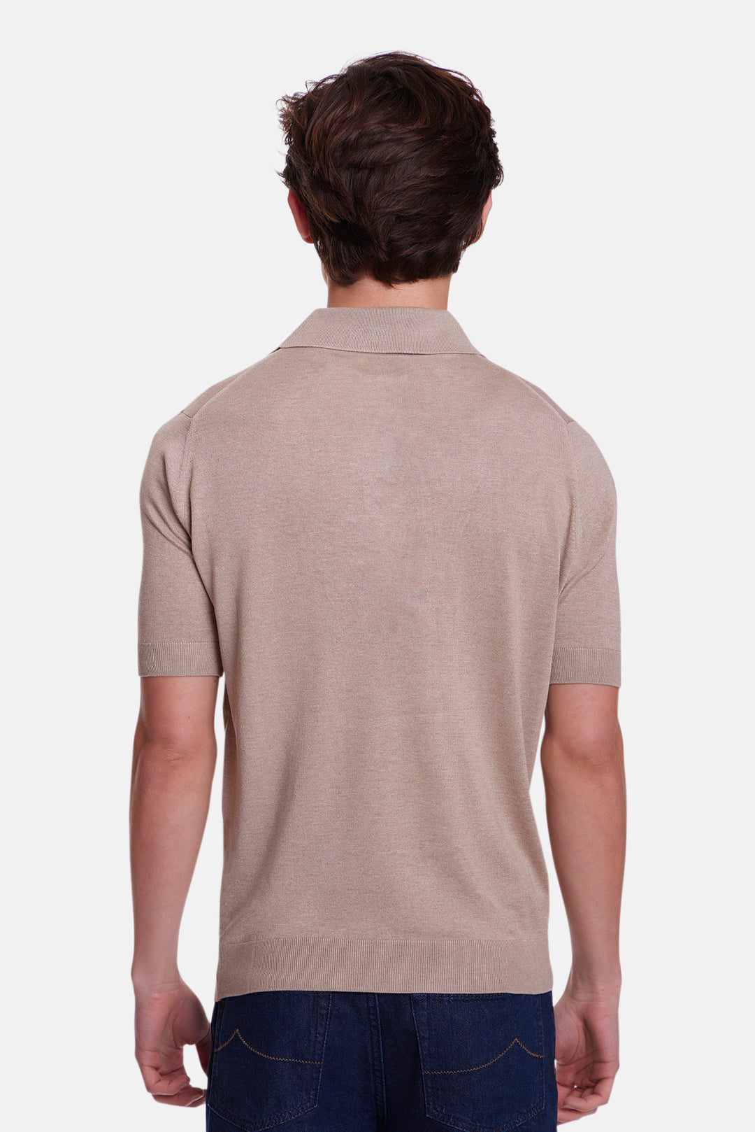 Silk Cento Short Sleeve Polo Taupe