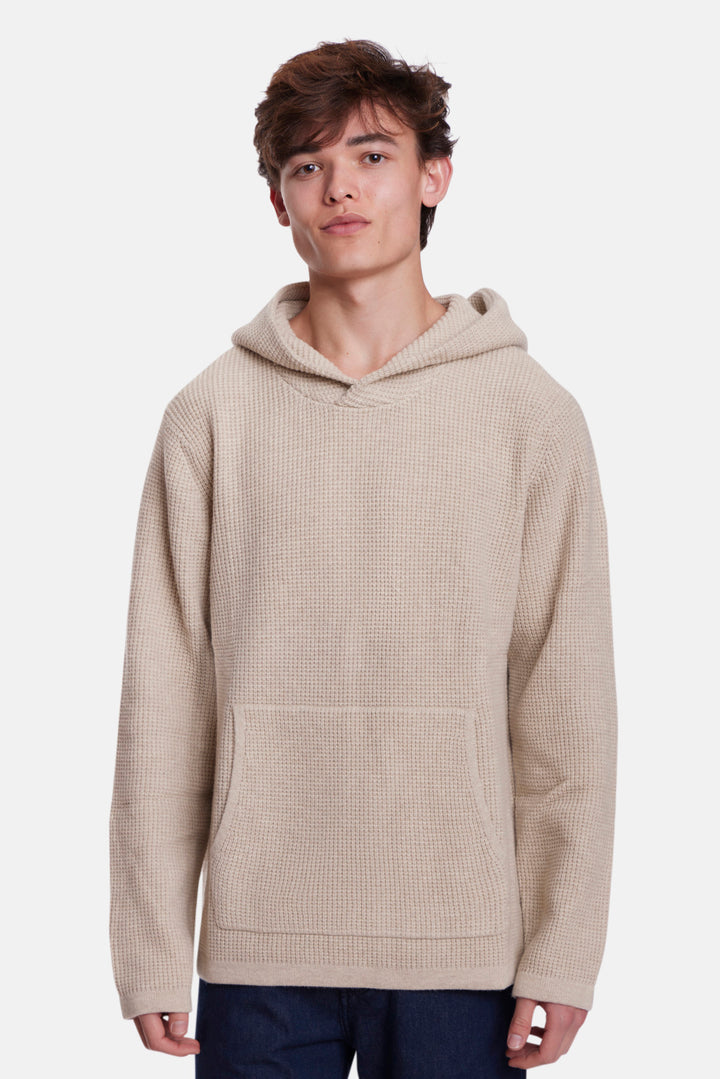Merino Waffle Hoodie Beige