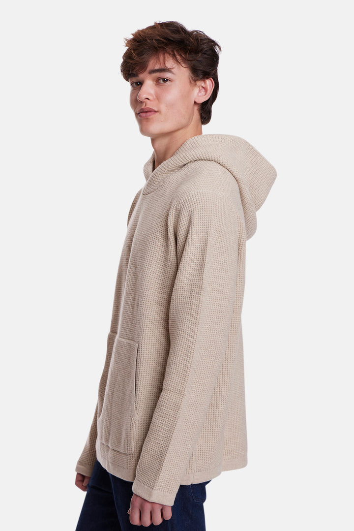 Merino Waffle Hoodie Beige