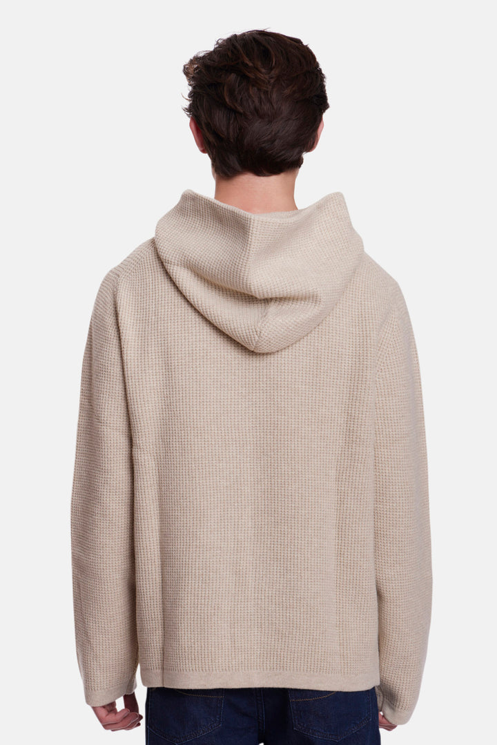 Merino Waffle Hoodie Beige