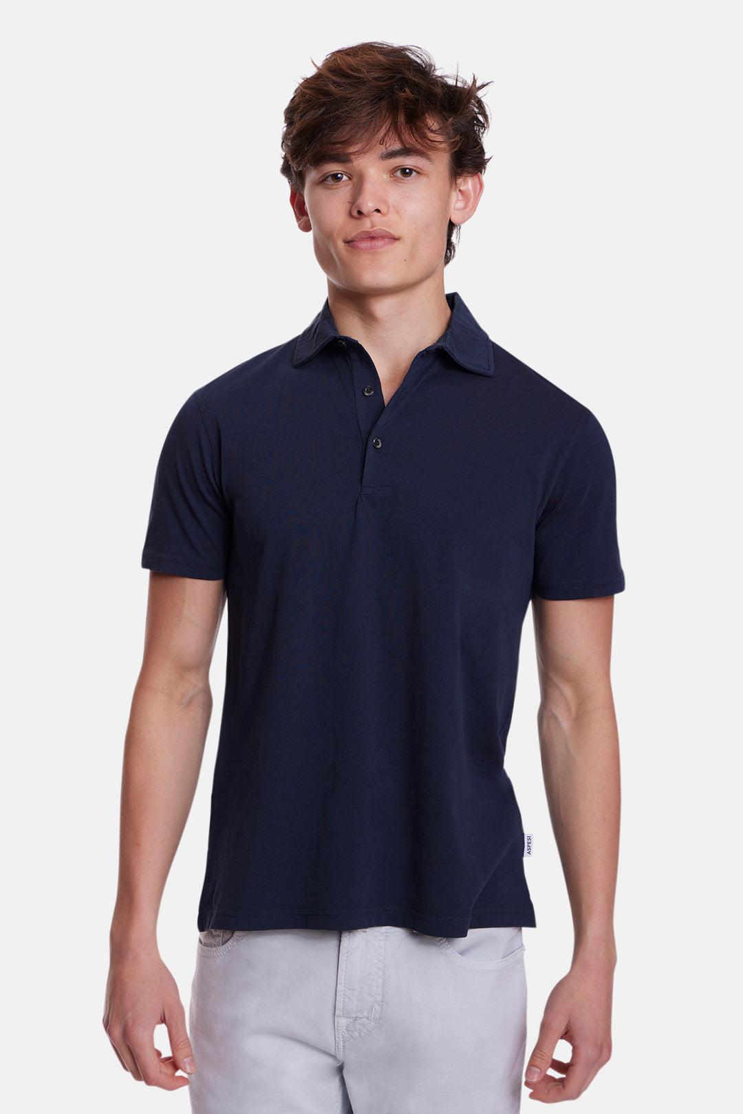 Plain Cotton Jersey Polo Navy