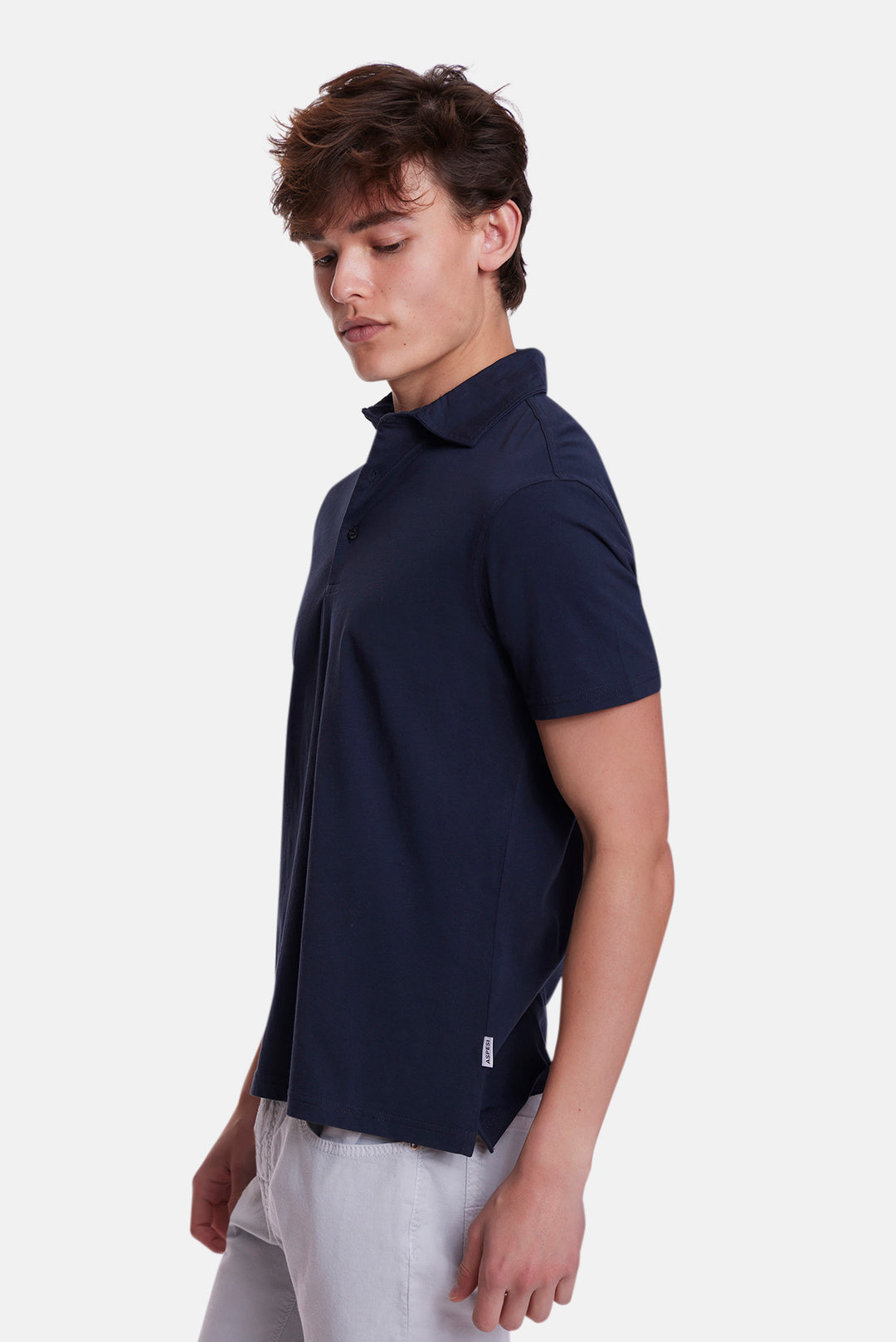 Plain Cotton Jersey Polo Navy