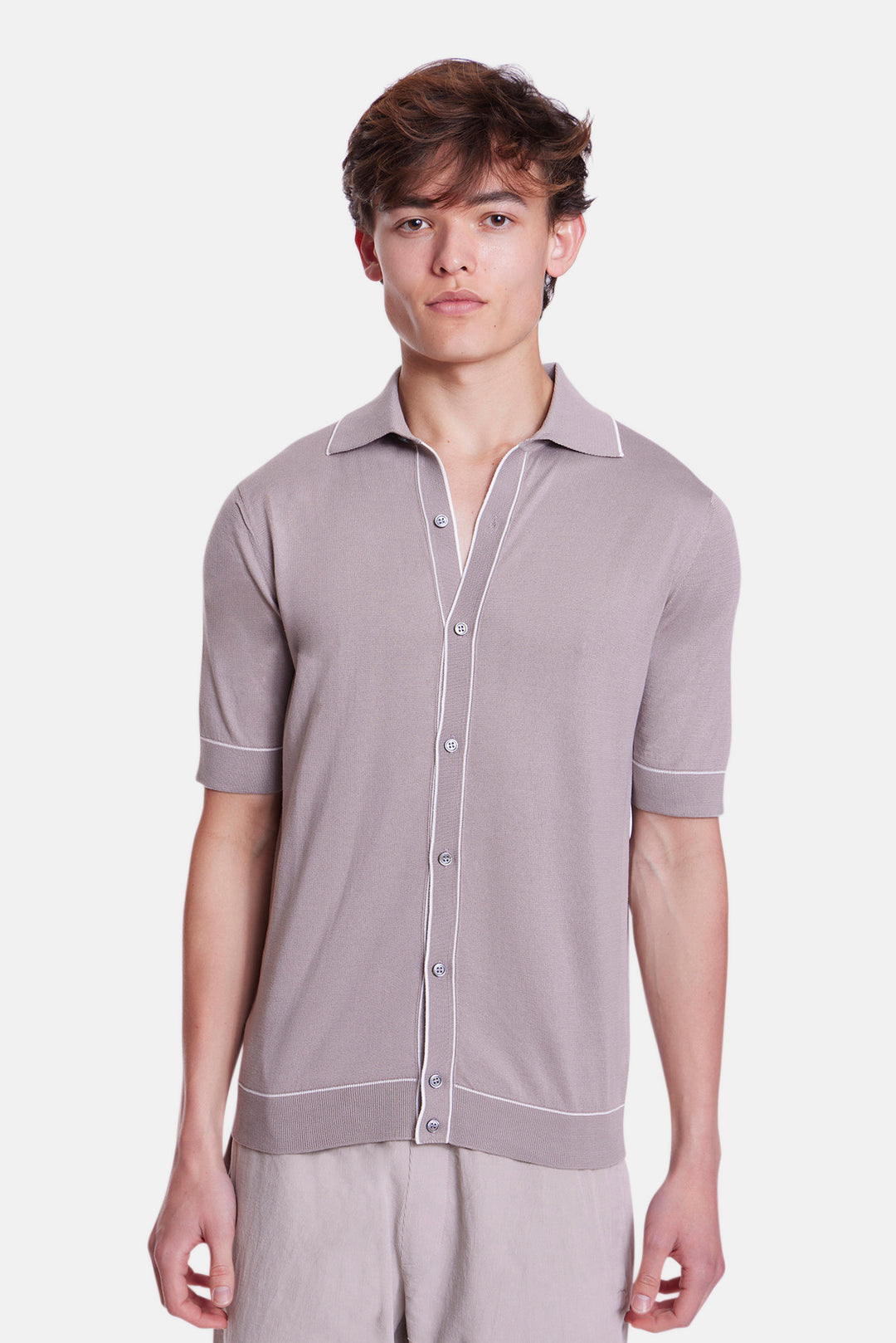 Sublime Cotton Shirt Taupe/White