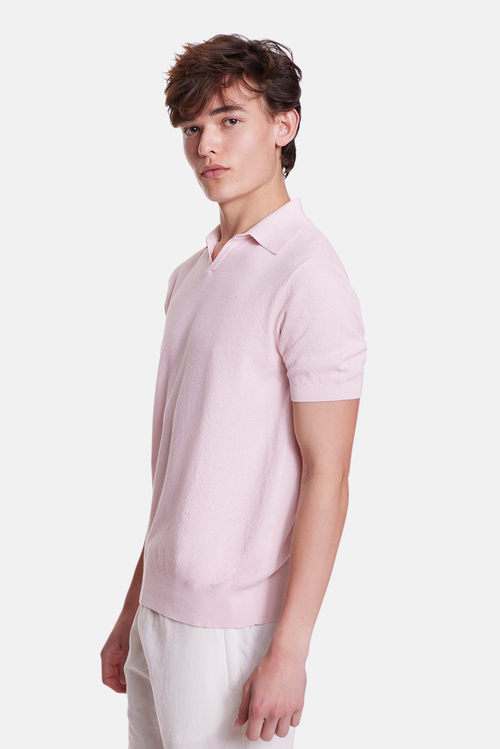 Cotton Pique Short Sleeve Polo Pastel Pink