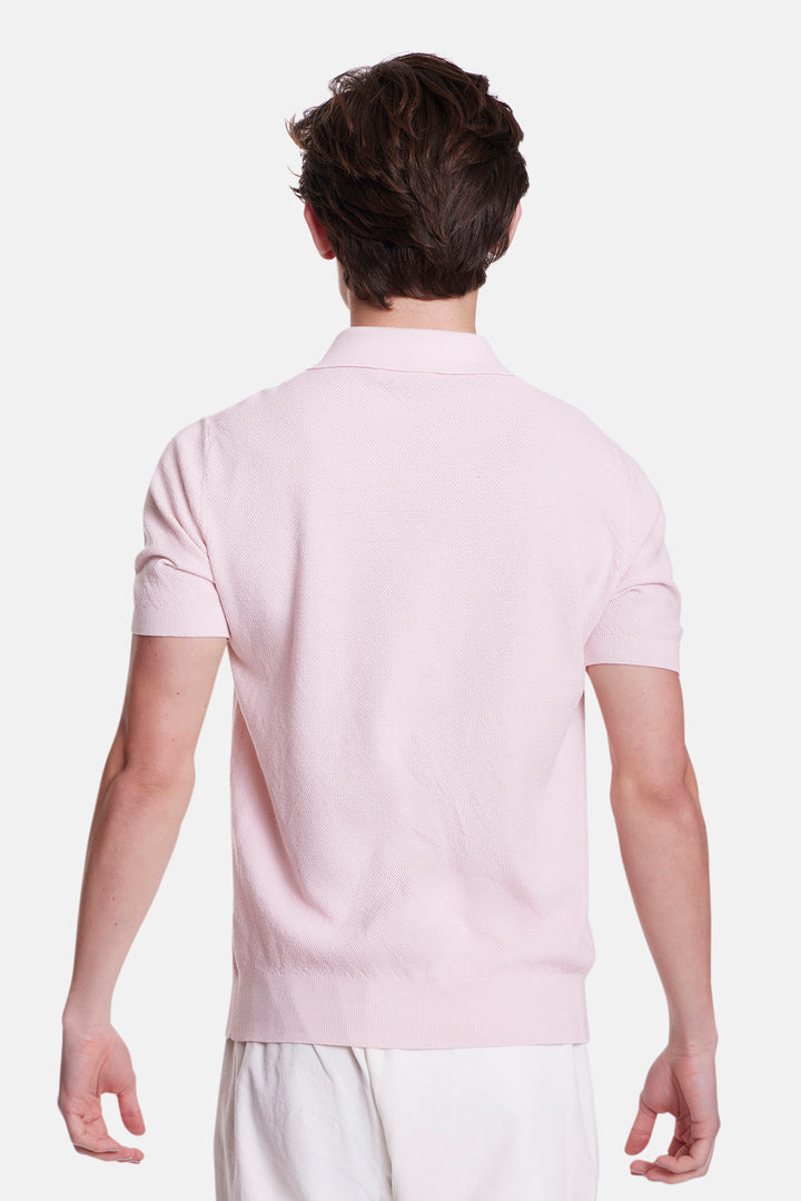 Cotton Pique Short Sleeve Polo Pastel Pink