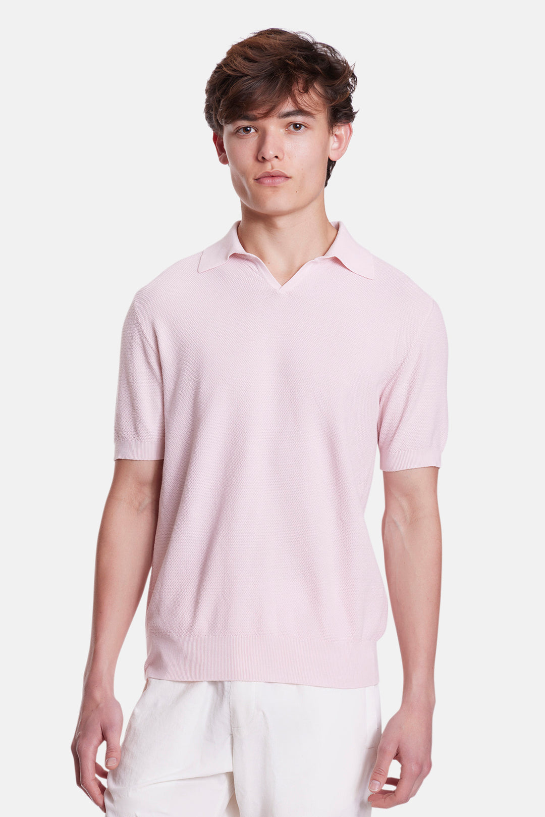 Cotton Pique Short Sleeve Polo Pastel Pink