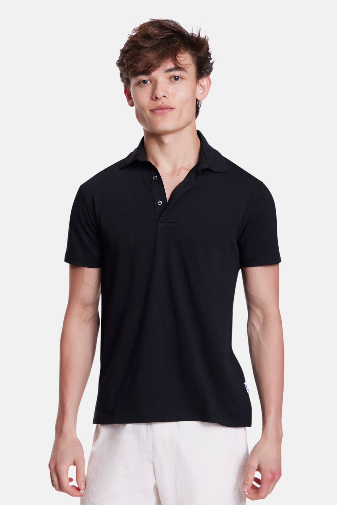 Plain Cotton Jersey Polo Black