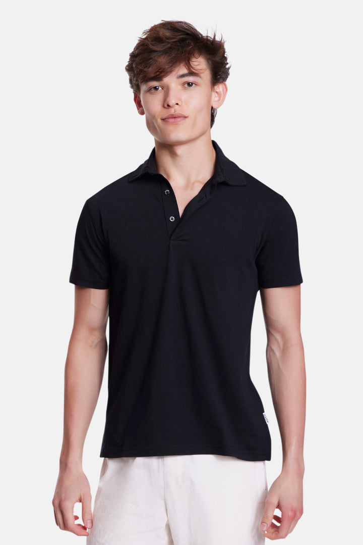 Plain Cotton Jersey Polo Black