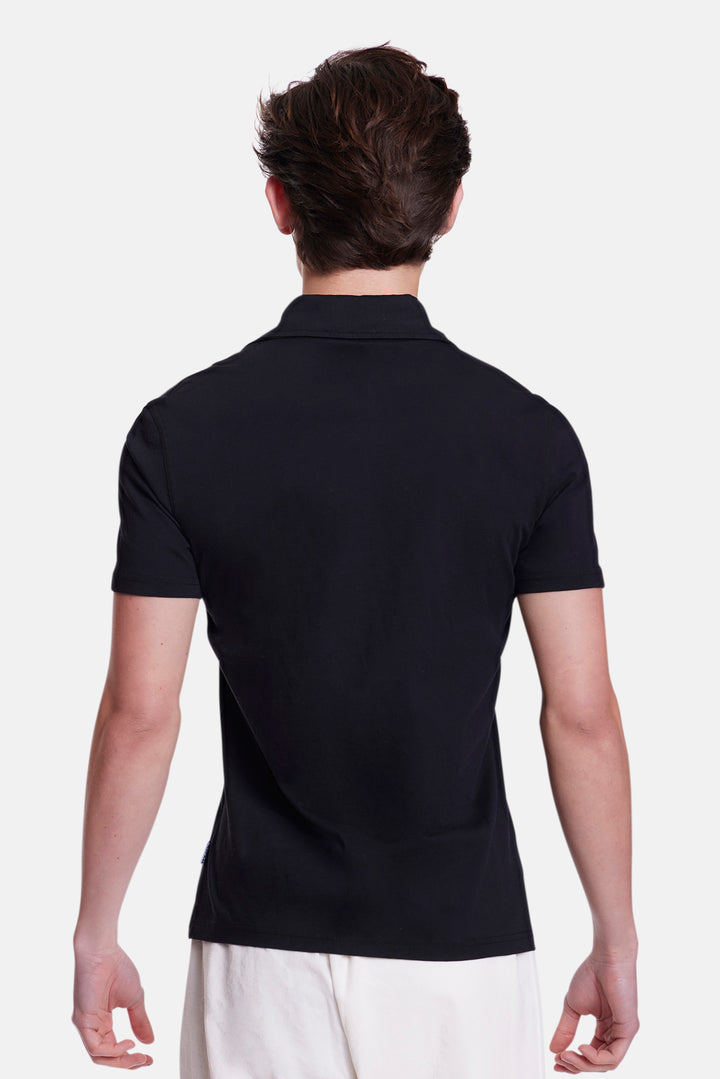 Plain Cotton Jersey Polo Black