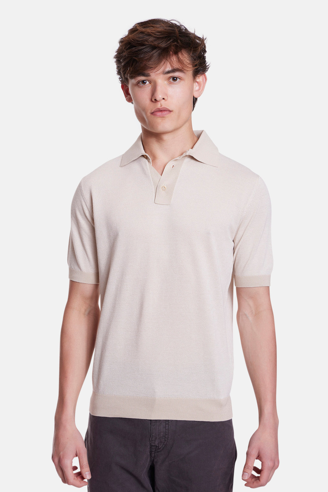 Sublime Cotton Waffle Polo Beige