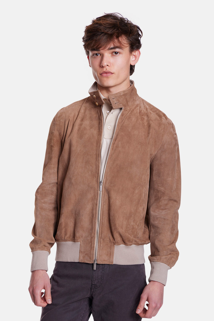 Suede Bomber Tan