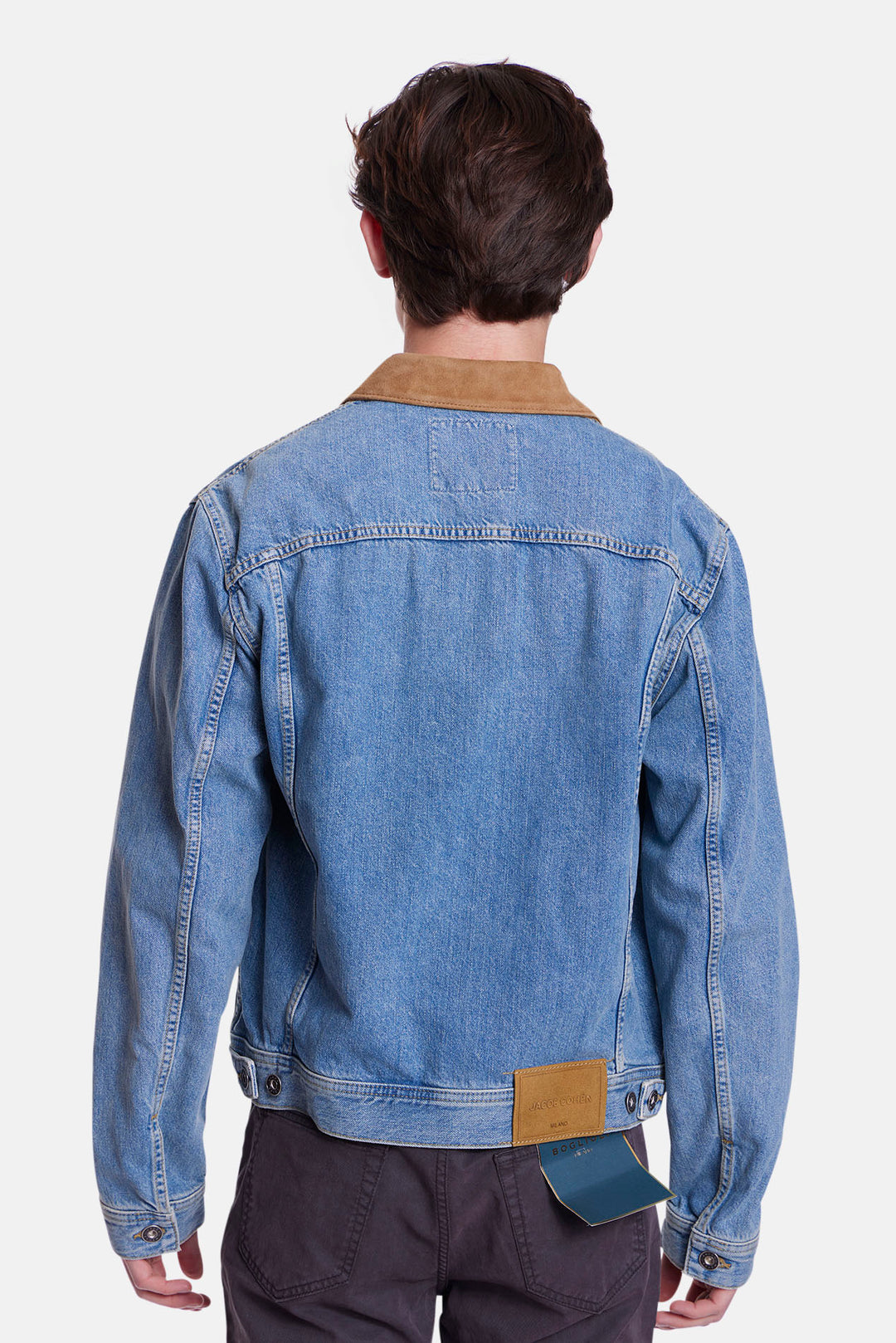 Giubbino Denim Trucker Jacket Suede Collar