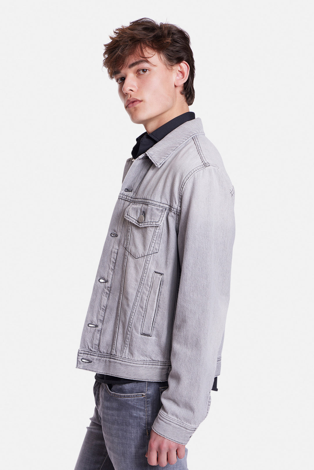 Giubbino Denim Trucker Jacket Grey