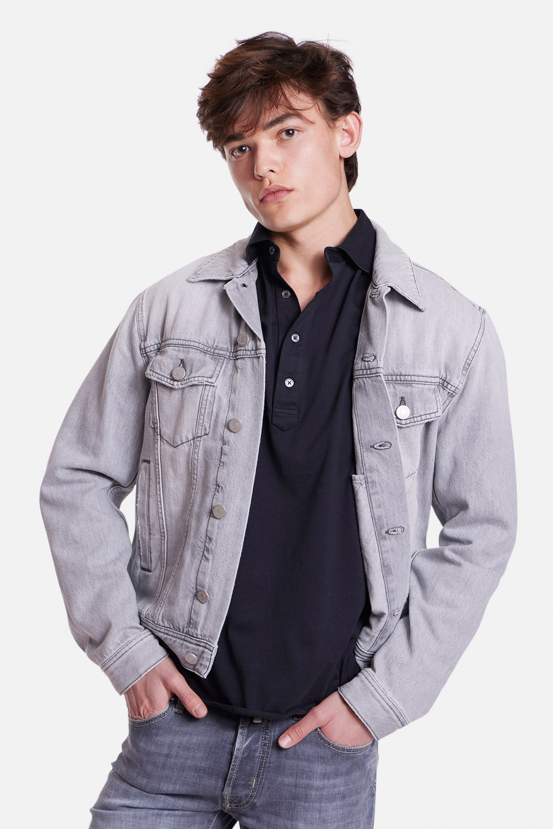 Giubbino Denim Trucker Jacket Grey