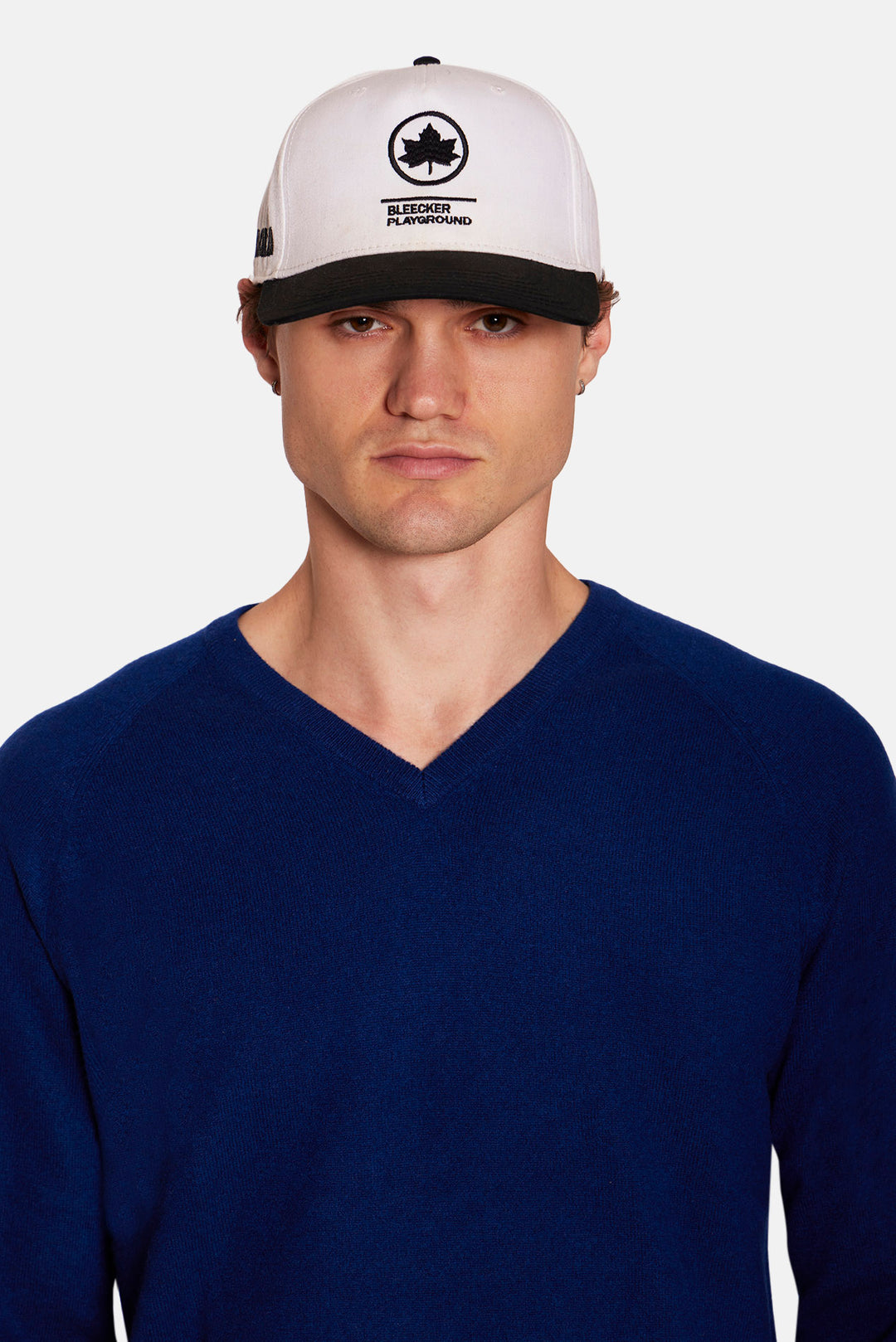 Bleecker Playground Snapback White W/ Black Font