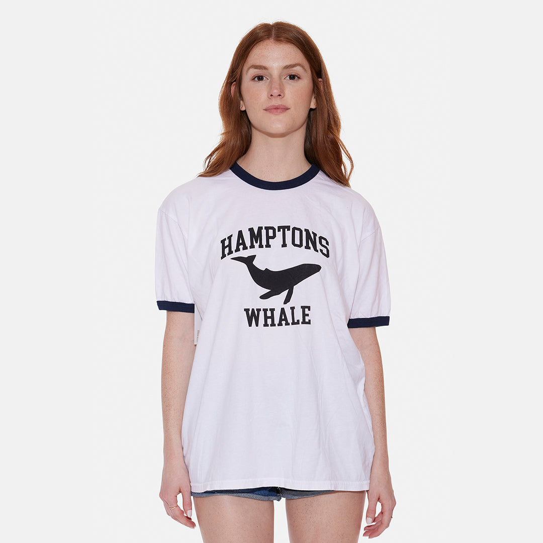Hamptons Whale Ringer Tee White/Navy