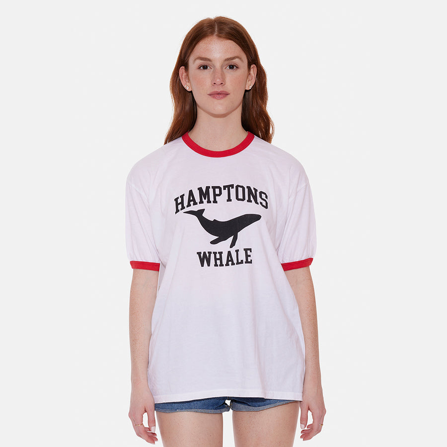 Hamptons Whale Ringer Tee White/Red