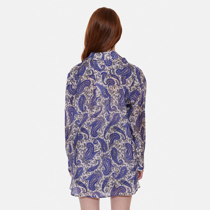 Devi Relaxed Shirt Indigo/Cream Paisley