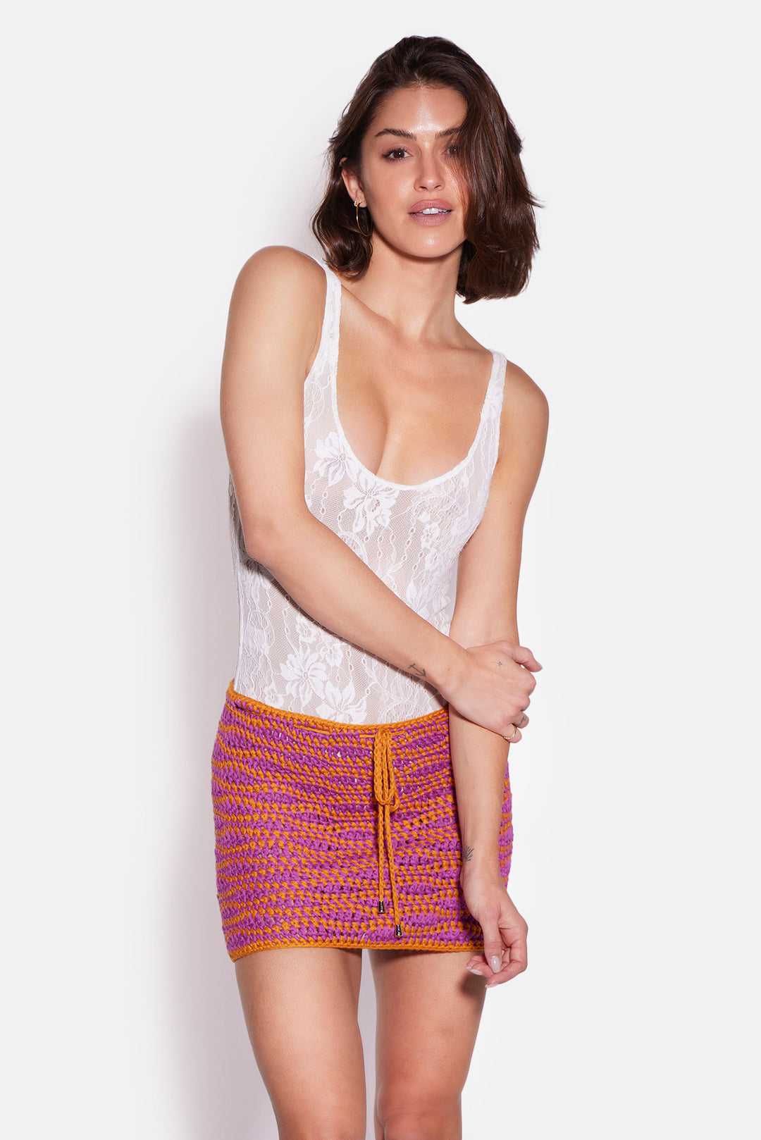 Anabel Crochet Skirt Purple/Orange