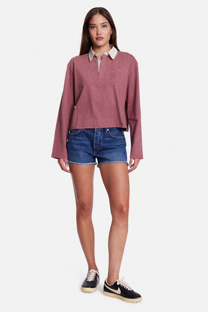 Phoebe Rugby Maroon w/ Ivory Collar
