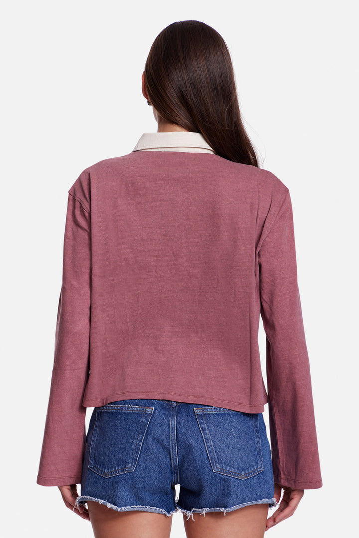 Phoebe Rugby Maroon w/ Ivory Collar