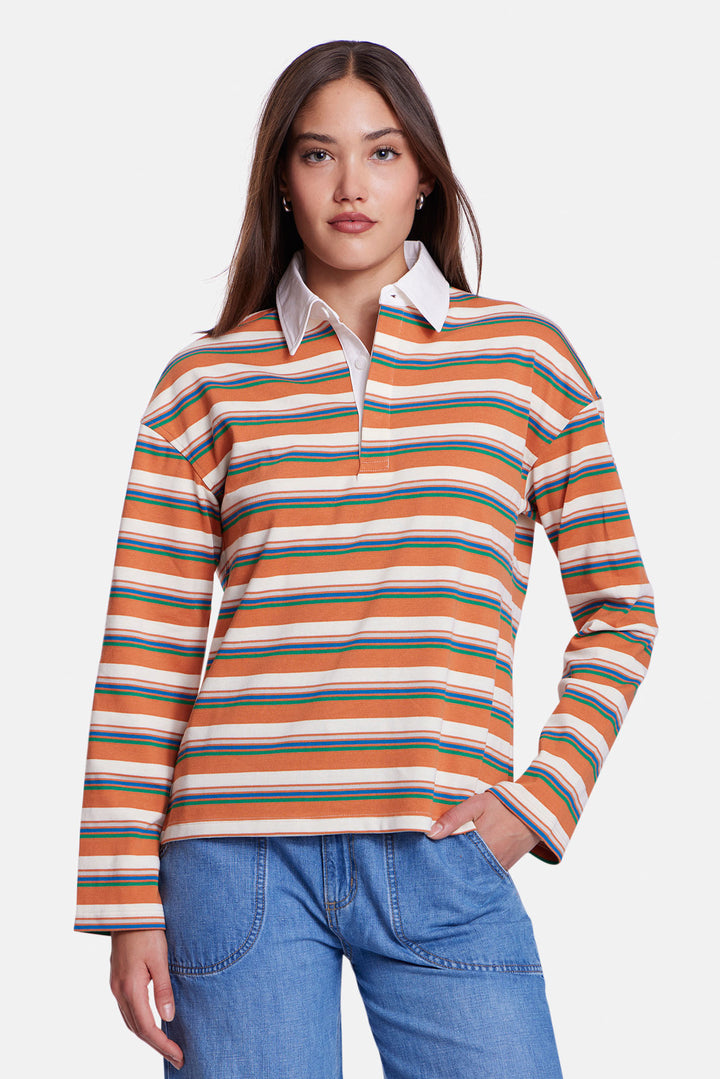 Nicky Oversized Rugby Ivory /  Brown Multi Stripe