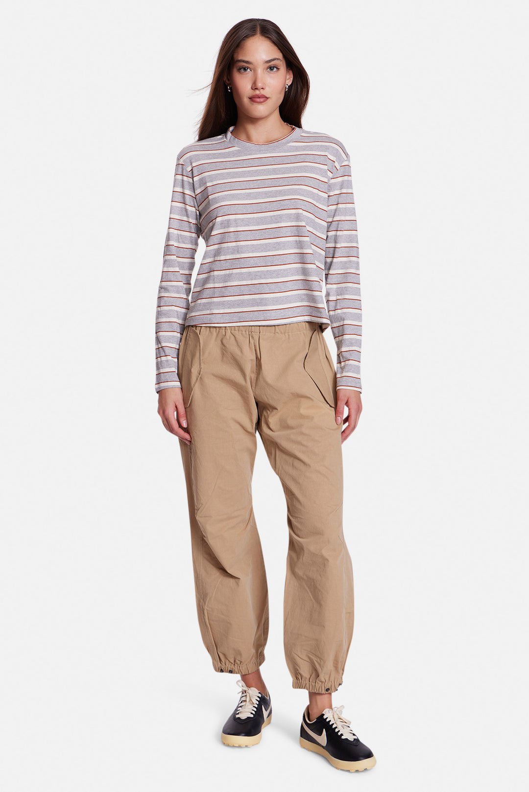 Dede Striped Long Sleeve Grey / Ivory / Brown