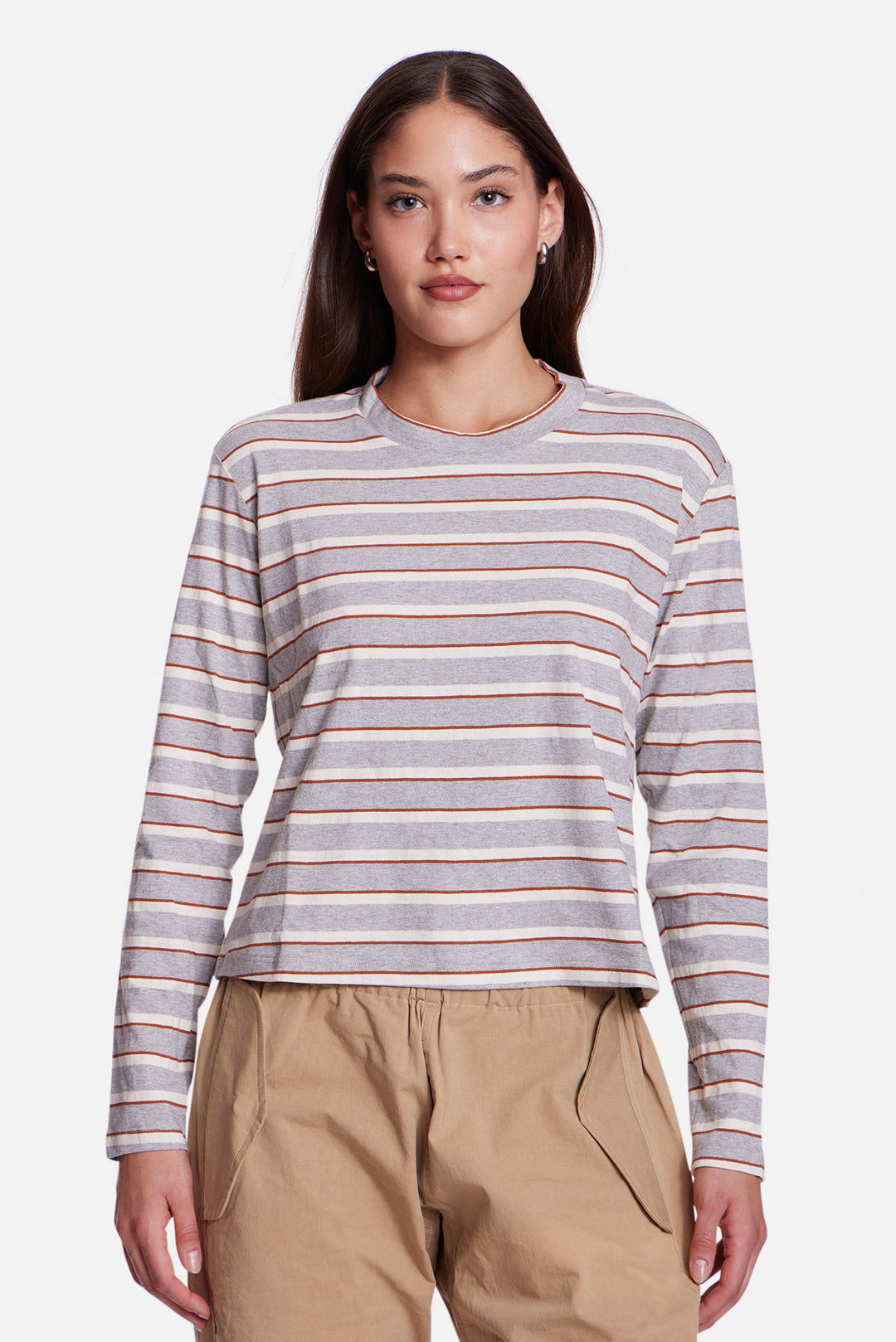 Dede Striped Long Sleeve Grey / Ivory / Brown