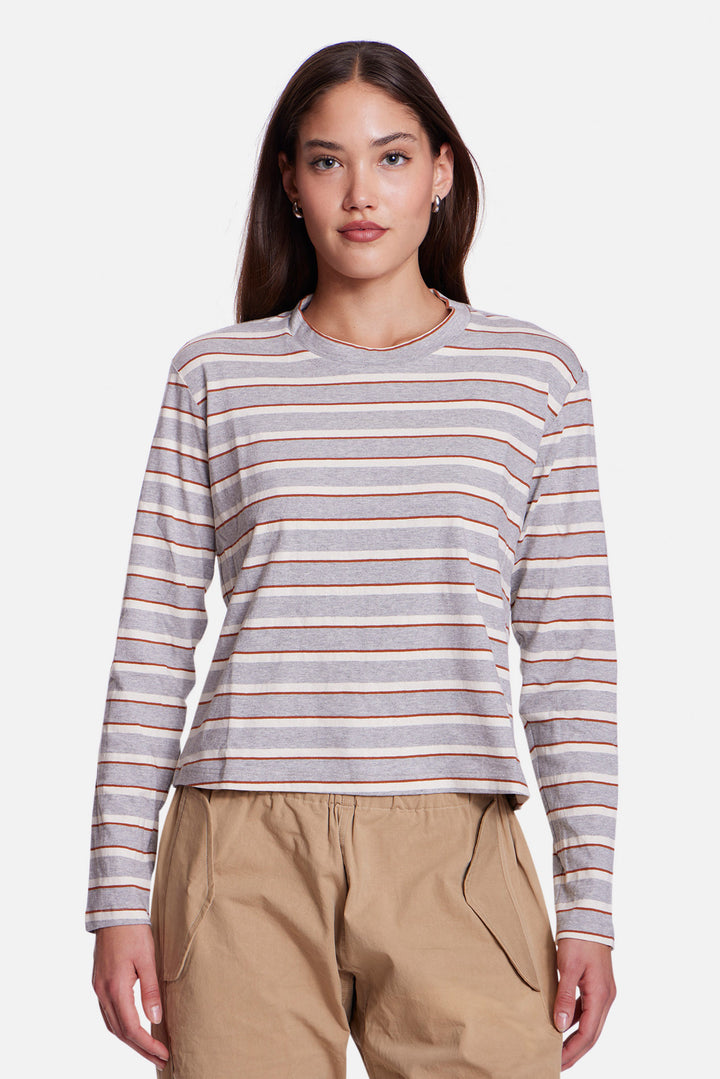 Dede Striped Long Sleeve Grey / Ivory / Brown