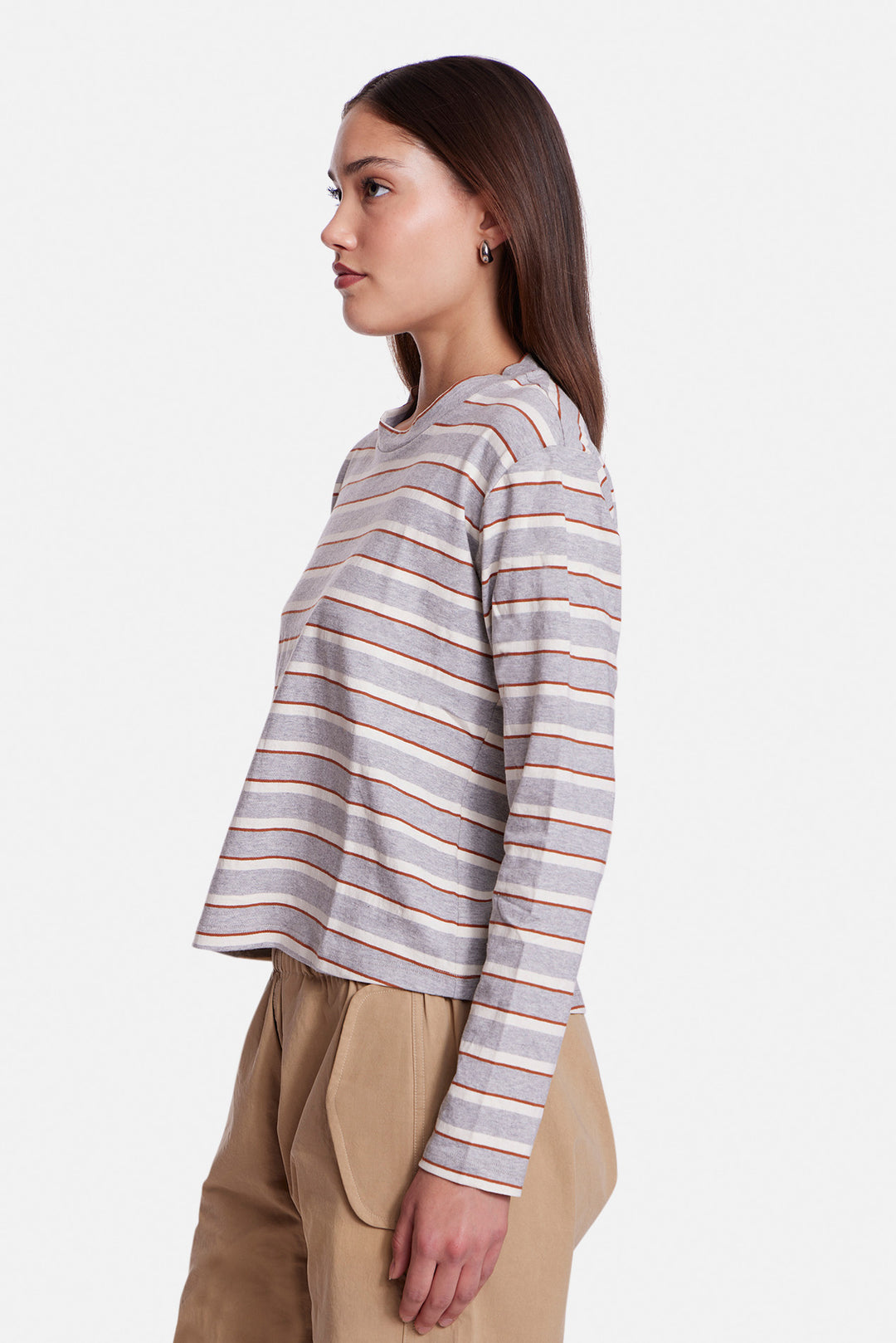Dede Striped Long Sleeve Grey / Ivory / Brown