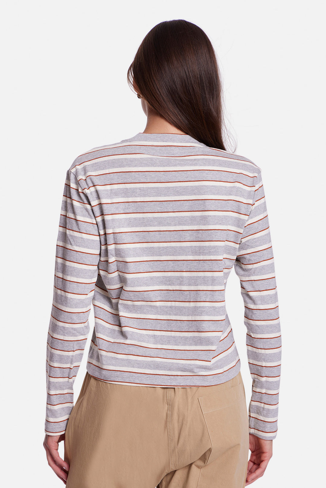 Dede Striped Long Sleeve Grey / Ivory / Brown