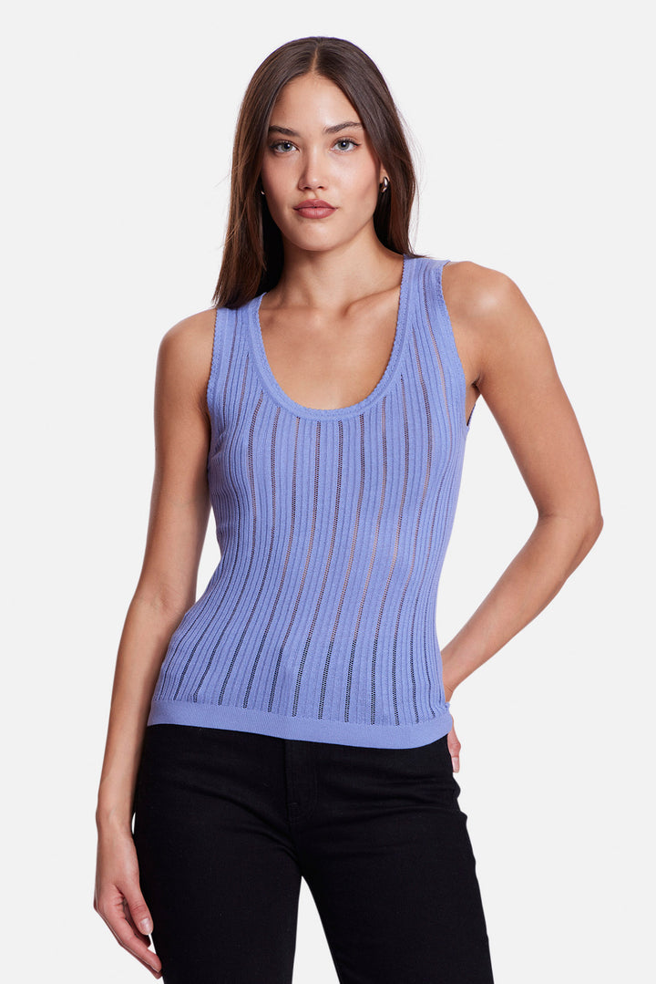 Rachel Drop Needle Pointelle Tank Blue