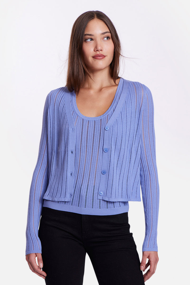 Rachel Drop Needle Pointelle Tank Blue